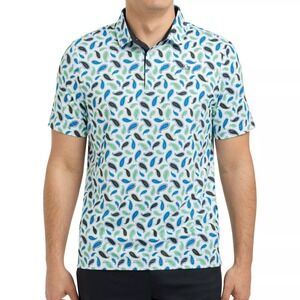 Good Good Golf Polo Mens M White Pais For Days Geometric Performance Structured